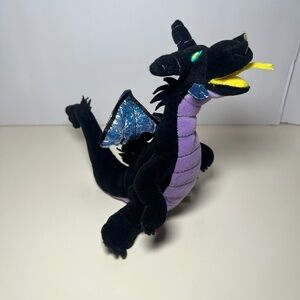 Disney Sleeping Beauty Maleficent Dragon 11" Plush Black, Purple, Shiny Wings